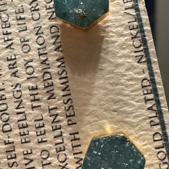 Hexagon Aqua Druzy Quartz Studs - Picture 5 of 7